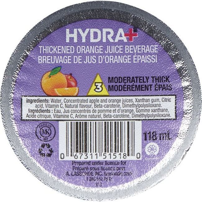 Hydra+ Iddsi Level 3 Thickened Orange Juice Drink, 118 Ml -- 24 Per Case