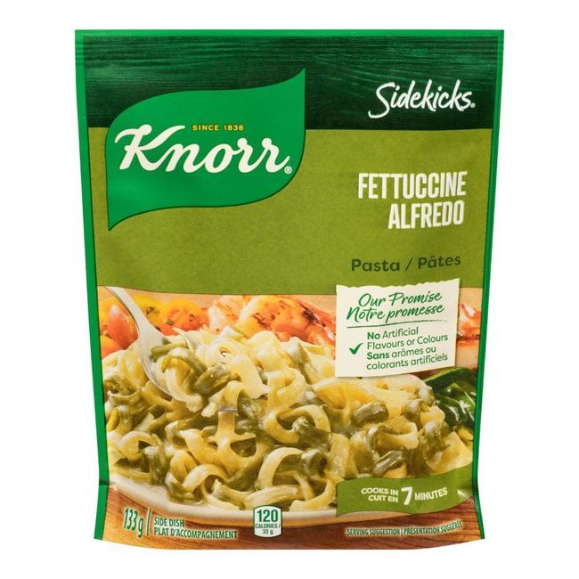 Knorr Sidekicks Pâtes Fettucine Sauce Alfredo, 133 G -- 8 Par Boîte