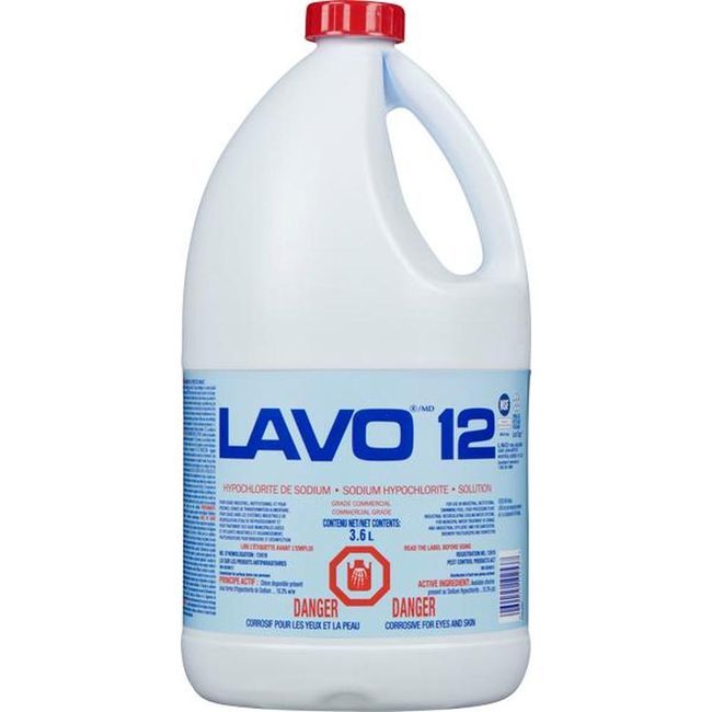 Lavo 12 Percent Chlorine Liquid Bleach, 3.6 L -- 6 Per Case