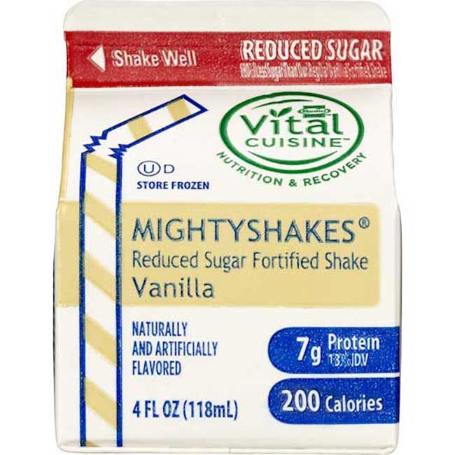 Mightyshakes Reduced Sugar Vanilla Nutritional Shake, 4 Oz -- 50 Per Case