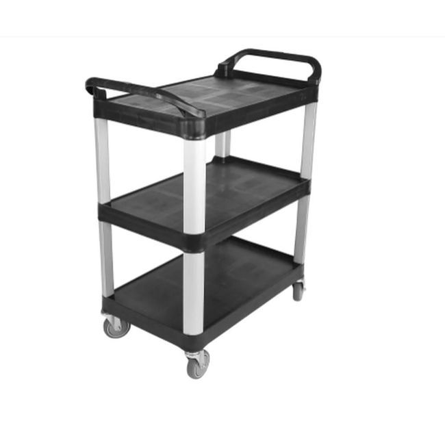 Globe 3 Shelf Small Black Utility Cart, 400 Lb Capacity