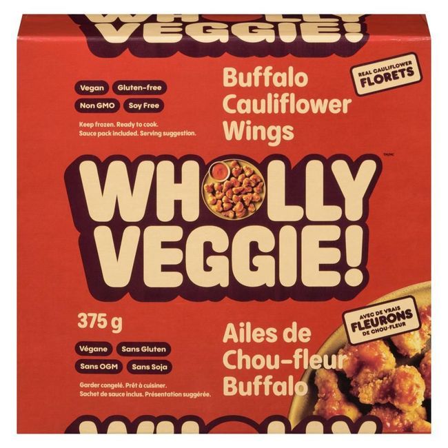 Wholly Veggie Plant Based Gluten Free Buffalo Cauliflower Wings, 375 G -- 8 Per Case