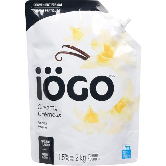 Iogo 1.5 Percent Milk Fat Creamy Vanilla Yogurt, 2 Kg -- 4 Per Case