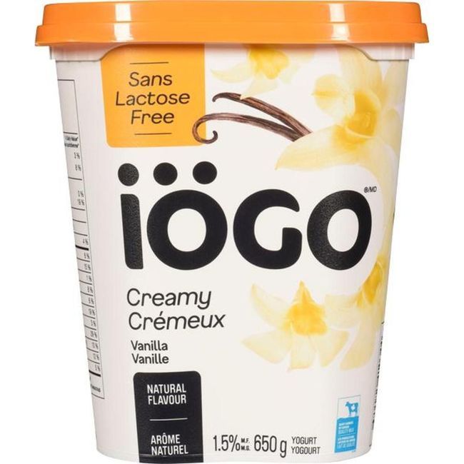 Iogo 1.5 Percent Milk Fat Creamy Vanilla Lactose-free Yogurt, 650 G -- 6 Per Case