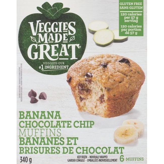 Veggies Made Great Muffins Aux Bananes Et Aux Pépites De Chocolat, 340 G -- 8 Par Boîte