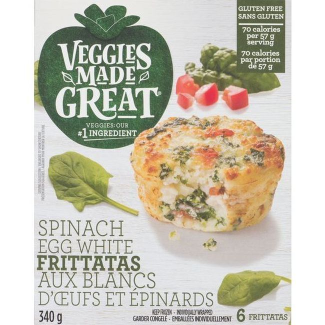 Veggies Made Great Frittatas Aux Épinards Et Aux Blancs D'œufs, 340 G -- 8 Par Boîte
