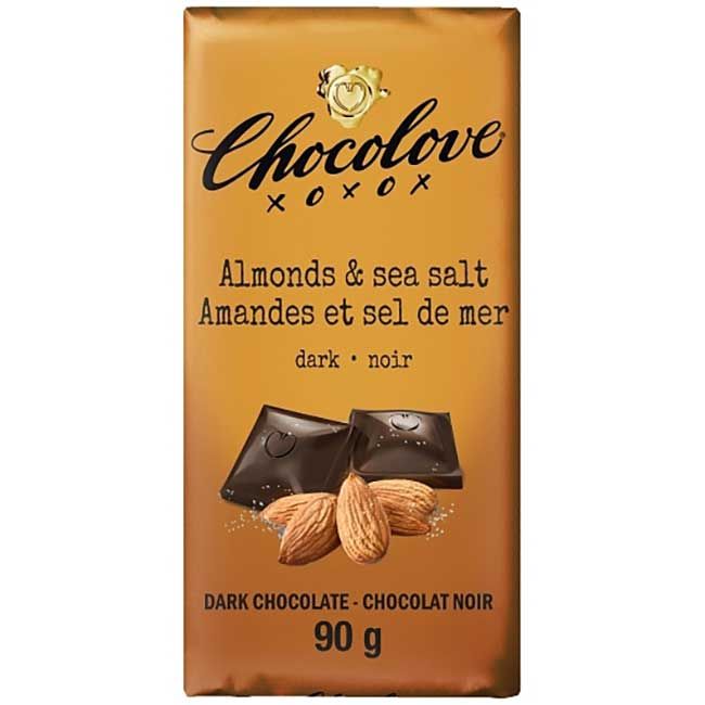 Chocolove Almonds And Sea Salt In Dark Chocolate Chocolate Bar, 90 G -- 18 Per Case