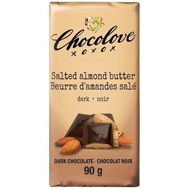 Chocolove 90 G Salted Almond Butter Filled In Dark Chocolate Bar, 16 Count