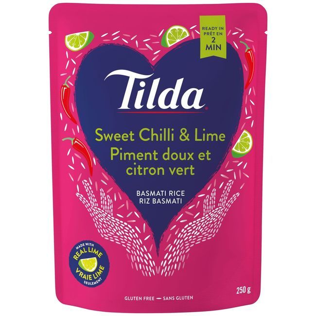 Tilda Riz Basmati Cuit À La Vapeur Au Piment Doux Et Au Citron Vert, 250 G -- 6 Par Boîte