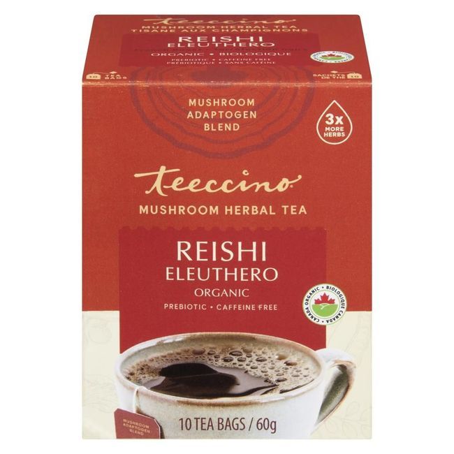 Teeccino Tisane Aux Champignons Reishi Et Eleuthero, 10 Sachets De Thé -- 6 Par Boîte
