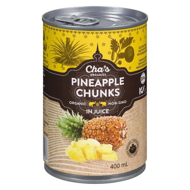 Cha's Organics Pineapple Chunks In Juice, 400 Ml -- 12 Per Case