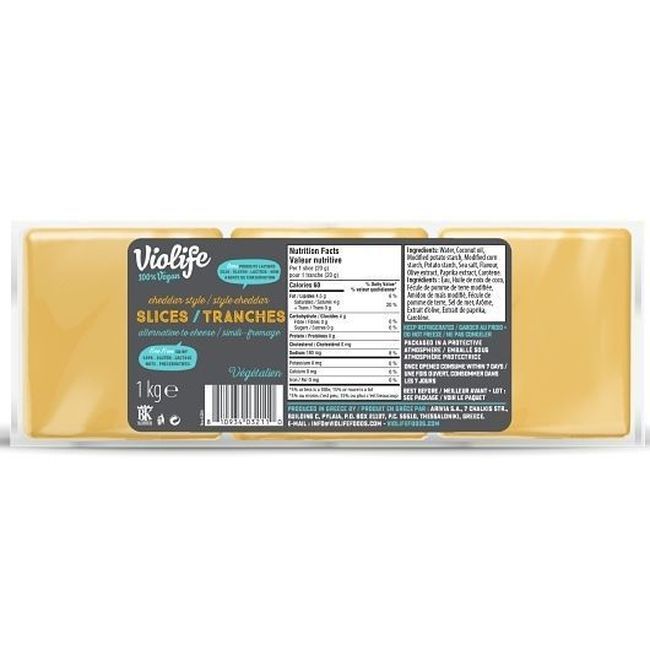 Violife Tranches Végétaliennes Au Cheddar, 1 Kg -- 5 Par Boîte