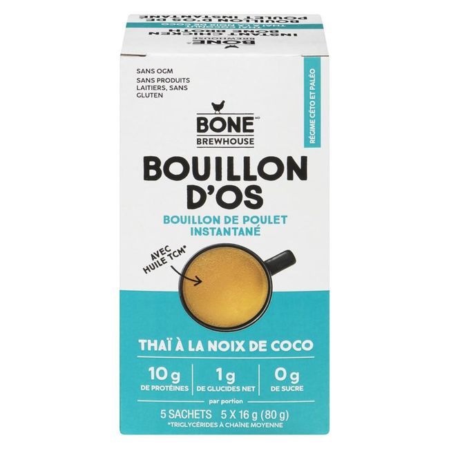 Bone Brewhouse Bouillon D'os Instantané À La Noix De Coco Thaïlandaise, 80 G -- 9 Par Boîte