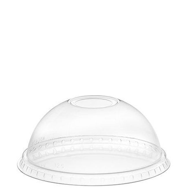 Amhil Couvercle Dôme Transparent En Pet Avec Trou Pour Gobelets À Rebords Courants -- 1 000 Par Boîte