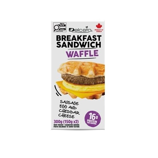 Delcato Sausage Egg And Cheese On Waffle Breakfast Sandwich, 119.92 G -- 8 Per Case