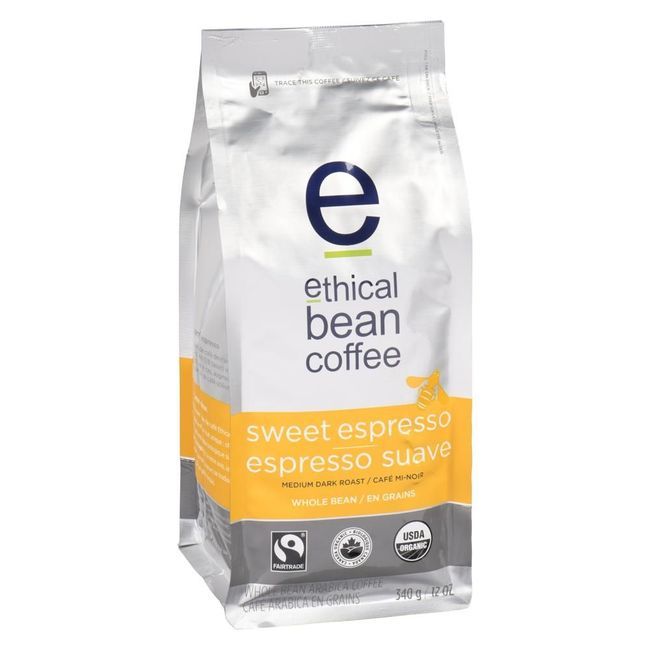 Ethical Bean Café En Grains Sweet Espresso, Torréfaction Moyennement Foncée, 340 G -- 6 Par Boîte