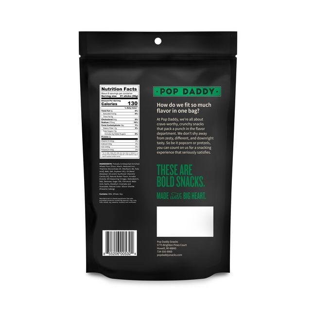 Pop Daddy Dill Pickle Pretzel Sticks, 212 G -- 12 Per Case