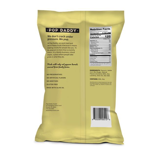 Pop Daddy Maïs Soufflé Aromatisé Kettle Corn De Qualité Supérieure, 181 G -- 12 Par Boîte