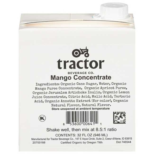 Tractor Beverage Co Concentré De Mangue Biologique, 32 Oz -- 12 Par Boîte