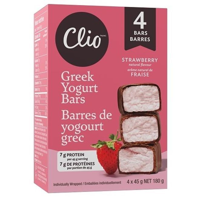 Clio Strawberry Flavour Dark Chocolate Covered Greek Yogurt Bar, 199.86 G -- 6 Per Case