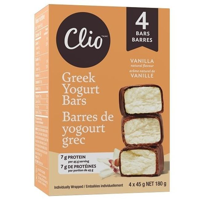 Clio Vanilla Flavour Dark Chocolate Covered Greek Yogurt Bar, 199.86 G -- 6 Per Case