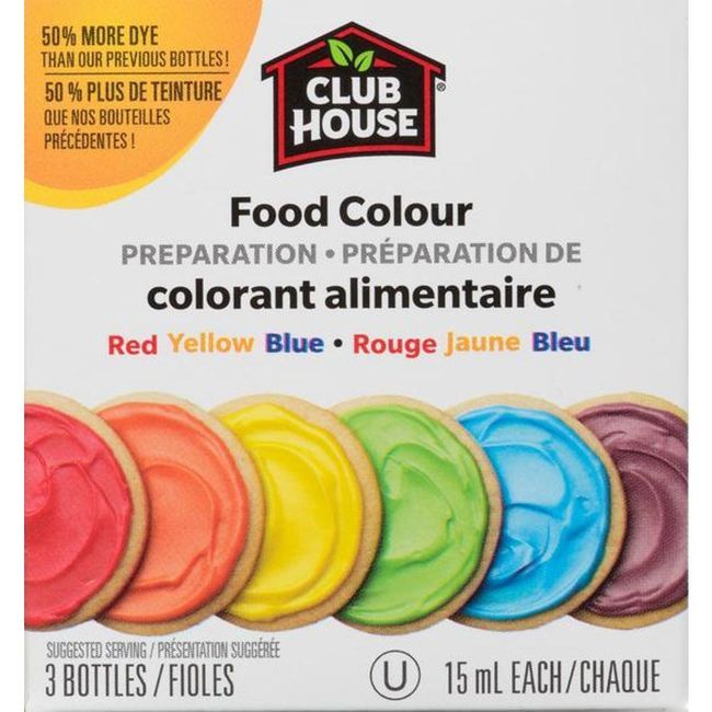Club House Assorted Food Coloring, 15 Ml -- 24 Per Case