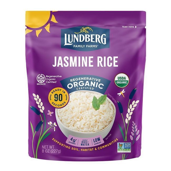 Lundberg Regenerative Organic Jasmine Rice, 227 G -- 6 Per Case