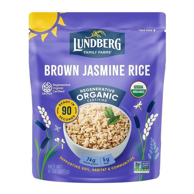 Lundberg Regenerative Organic Brown Jasmine Rice, 227 G -- 6 Per Case