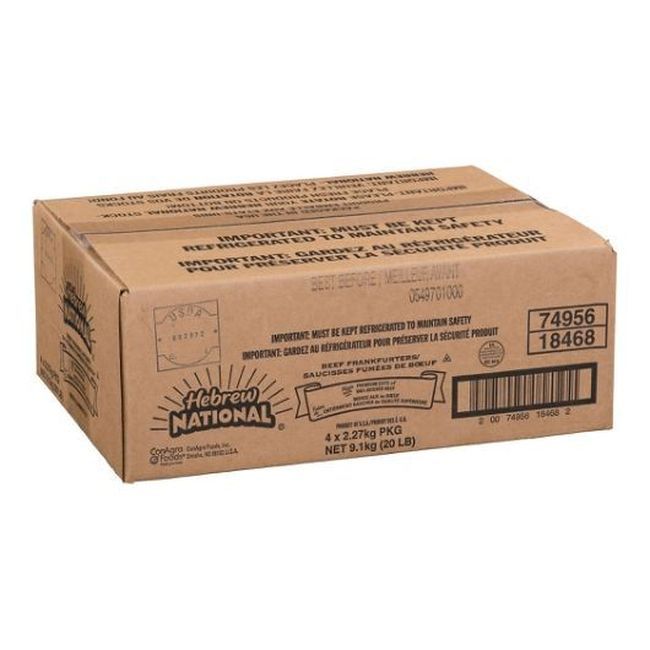 Hebrew National Saucisses De Bœuf, 2 268 G -- 4 Par Boîte