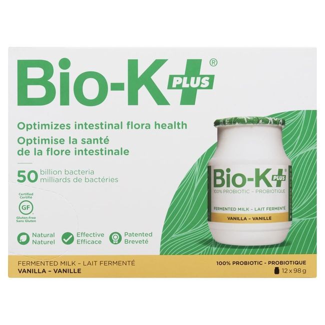 Bio-k Plus 98 G De Lait Fermenté Robiotique À La Vanille 50b Pcfu, 12 Unités -- 2 Par Boîte