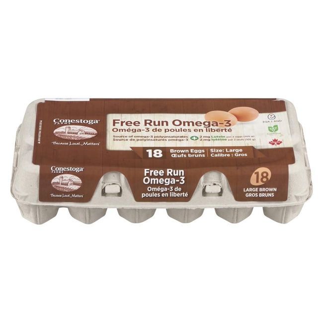 Conestoga Farms Free Run Omega-3 Brown Eggs, 18 Count -- 10 Per Case
