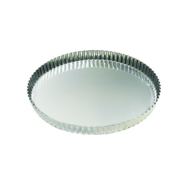 Gobel Tin Plate Round Fluted Tart Mold With Fixed Bottom, 9.1 In Diameter X 1 In Height Cavity
