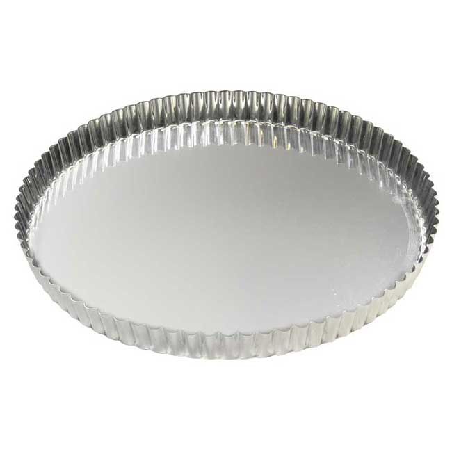 Gobel Tin Plate Round Fluted Tart Mold With Fixed Bottom, 9.4 In Diameter X 0.98 In Height Cavity