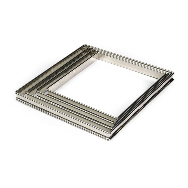 Gobel Stainless Steel Square Tart Ring With Rolled Edges, 8.66 In Width X 8.66 In Depth X 0.78 In Height