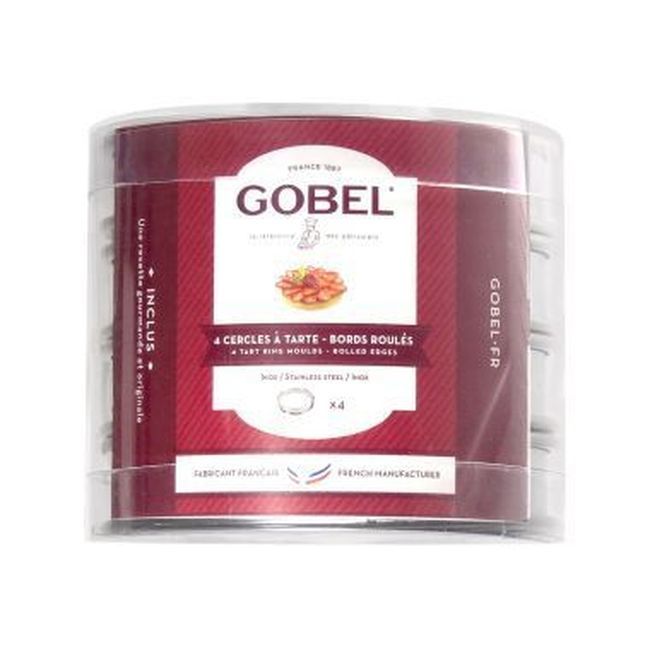 Gobel Stainless Steel Four Square Tart Rings Set, 3.5 In Length X 0.8 In Height Cavity