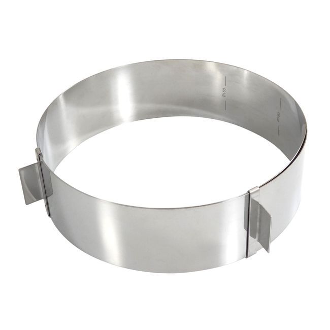 Gobel Stainless Steel Adjustable Cake Ring, 6.3 In To 11 In Diameter X 2.4 In Height Cavity