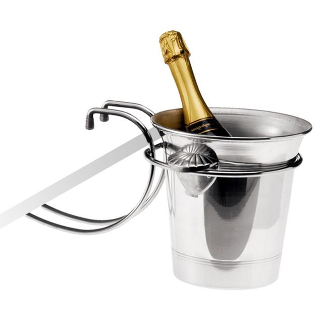 Louis Tellier Chrome Plated Steel Wine Bucket Holder, 19.3 In Length X 8.3 In Width X 6.9 In Height