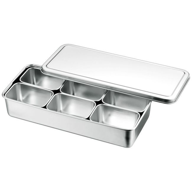 Louis Tellier 18/8 Stainless Steel Japanese 6 Mini Boxes In Container, 12.9 In Length X 5.82 In Width X 2.48 In Height