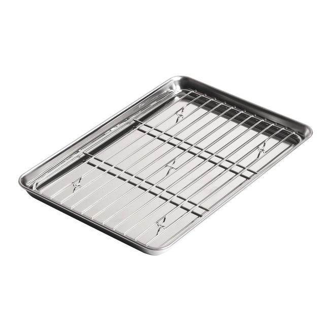 Louis Tellier Plateau Japonais En Acier Inoxydable 18/8 Avec Grille, 21,5 X 15,1 X 1,8 Cm