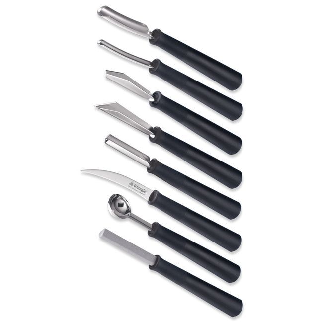 Triangle Stainless Steel Professional Carving Tool Set, Set Of 8