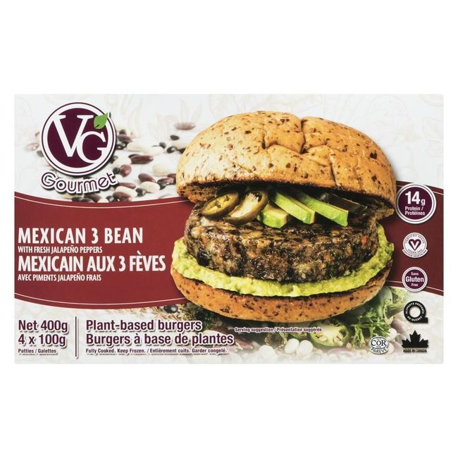 Vg Gourmet Mexican 3-bean Vegan Burger, 400 G -- 12 Per Case