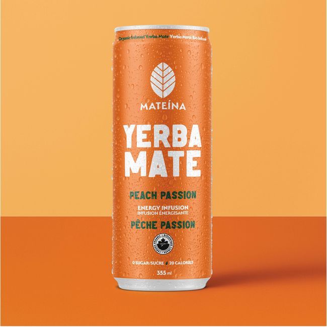 Mateina Peach Passion Energy Infusion Yerba Mate, 355 Ml -- 12 Per Case