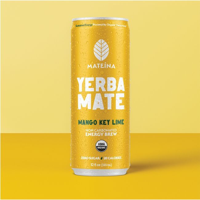 Mateina Organic Mango Key Lime Sparkling Energy Infusion Yerba Mate, 355 Ml -- 12 Per Case