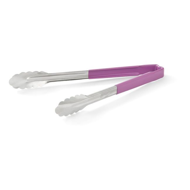 Vollrath 4781280 Stainless Steel Antimicrobial One Piece Scalloped Tong With Purple Kool-touch Handle, 12 In Length