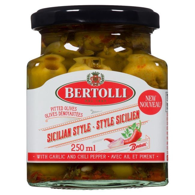 Bertolli Pitted Sicilian Style Olives, 250 Ml -- 6 Per Case
