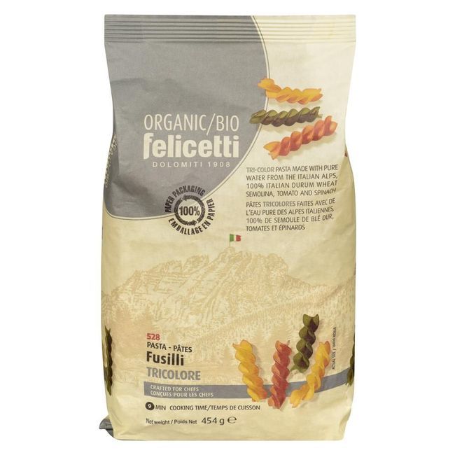 Felicetti Organic Tri-color Fusilli, 340 G -- 12 Per Case