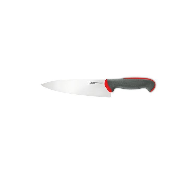 Ambrogio Sanelli Tecna Red Chef Knife With Semi Polished Blade Finishing, 8 In