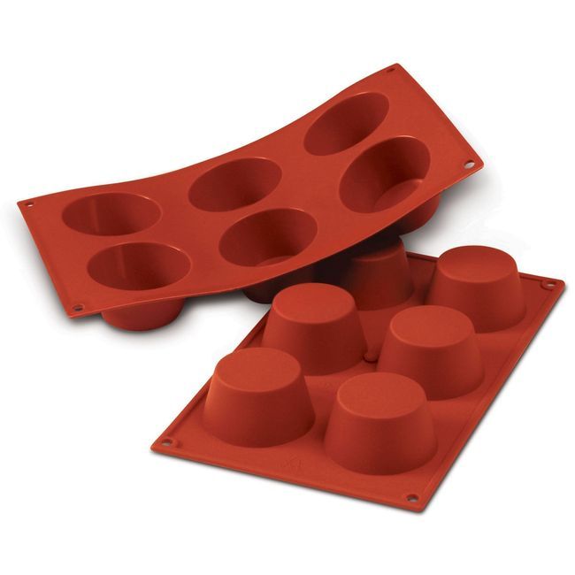 Silikomart Siliconflex Alimentary Silicone 5 Cavities Muffin Mold 3.19 X 1.26 In Height Cavity