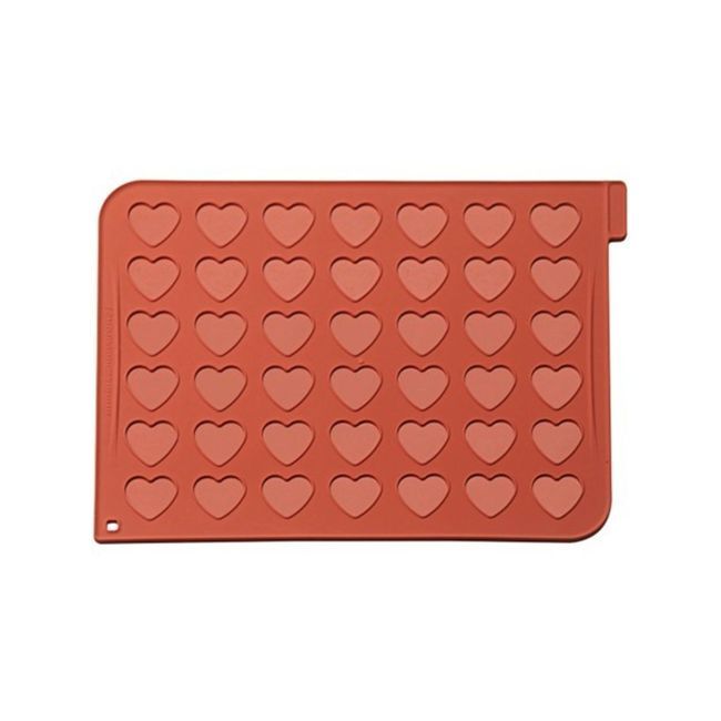 Silikomart Heart 42 Cavities Silicone Macaron Mat, 12 In X 16 In X 0.06 In
