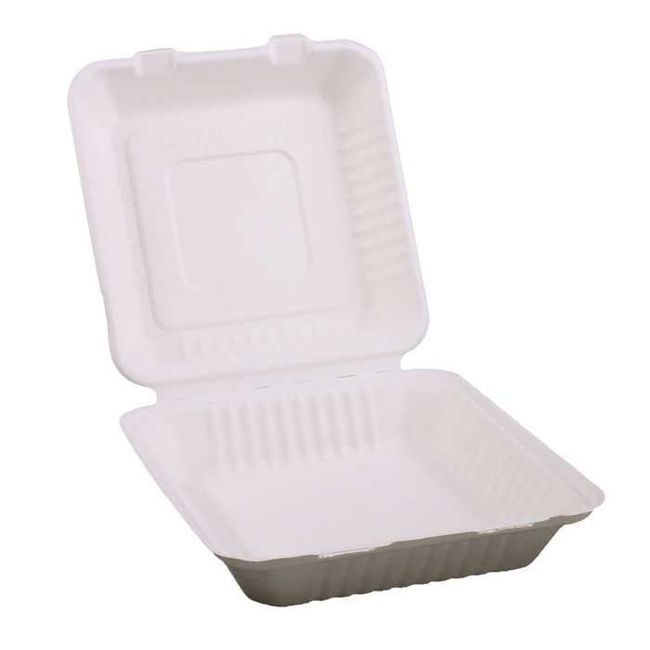 Kitch 24/7 White Compostable Molded Fiber Hinged Container, 9 X 9 In -- 200 Per Case